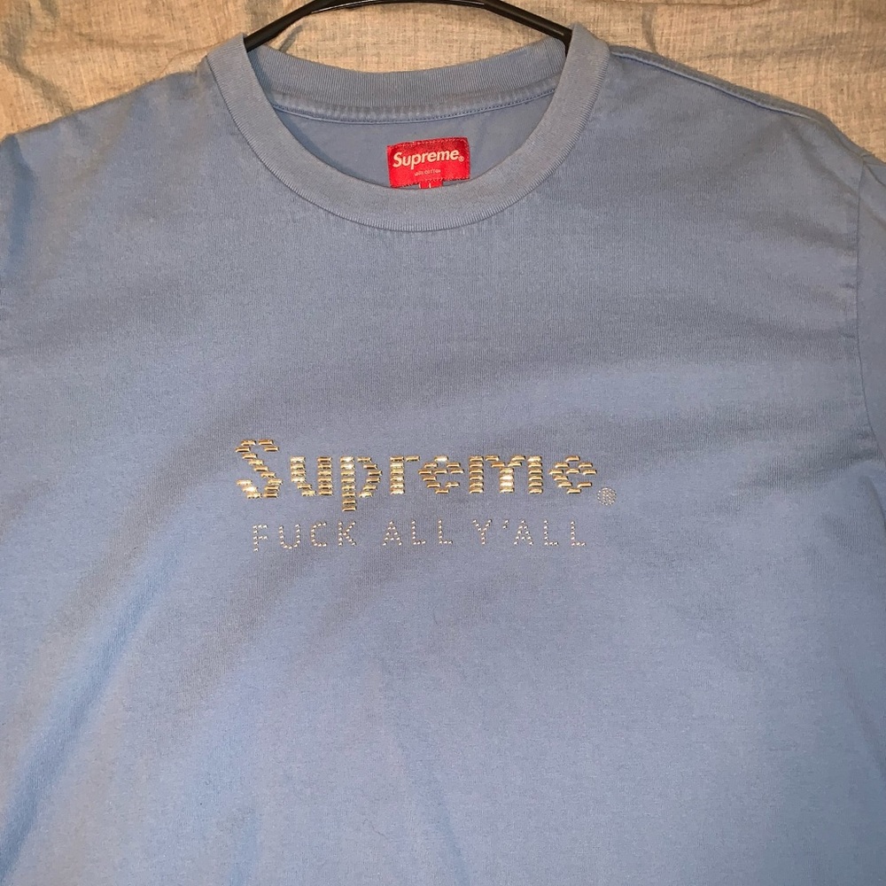Supreme gold bars tee columbia blue
